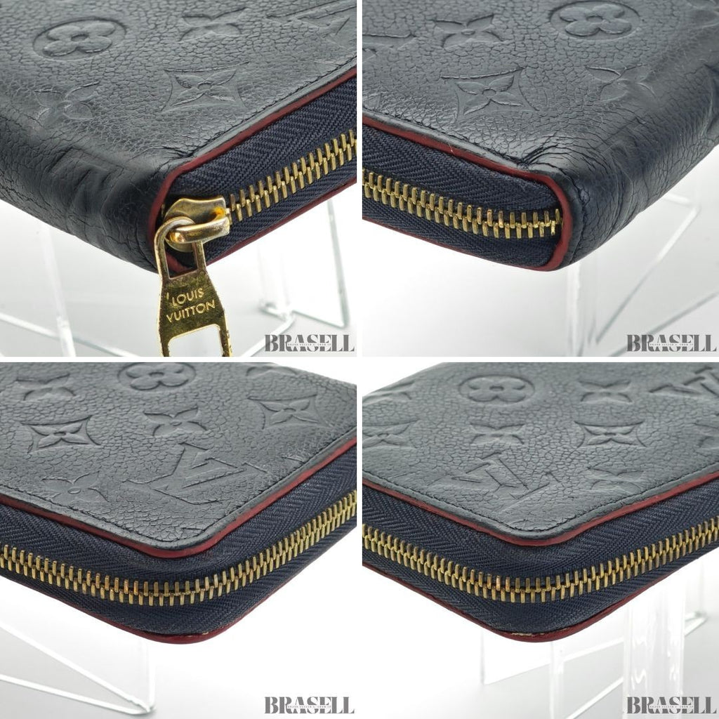 Louis Vuitton Monogram Empreinte Zippy Wallet Marine Rouge Leather M62121 Navy