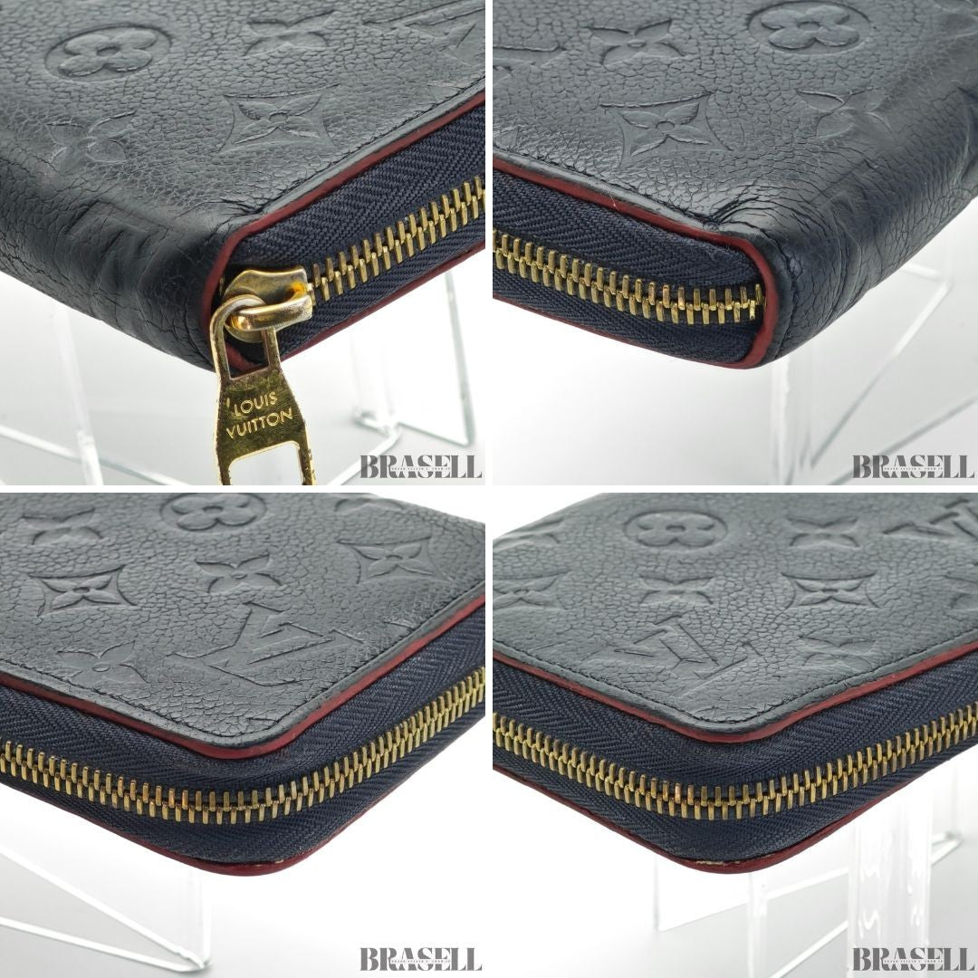Louis Vuitton Monogram Empreinte Zippy Wallet Marine Rouge Leather M62121 Navy