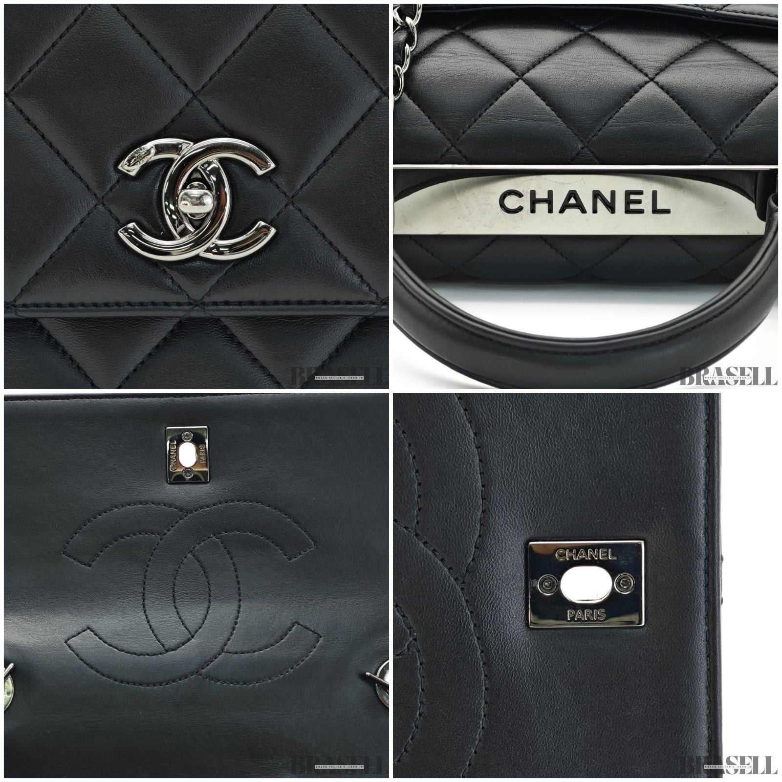 Chanel Top Handle Flap A92236 Y60767 94305 Shoulder Bag Handbag 2Way Black