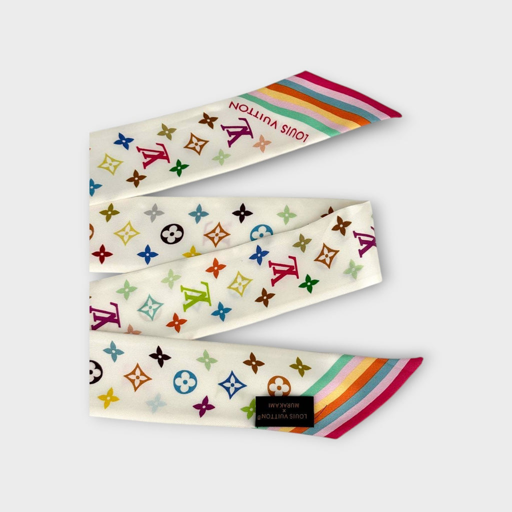 Louis Vuitton Takashi Murakami Bandeau BB Multicolor Monogram LV TM Silk Scarf
