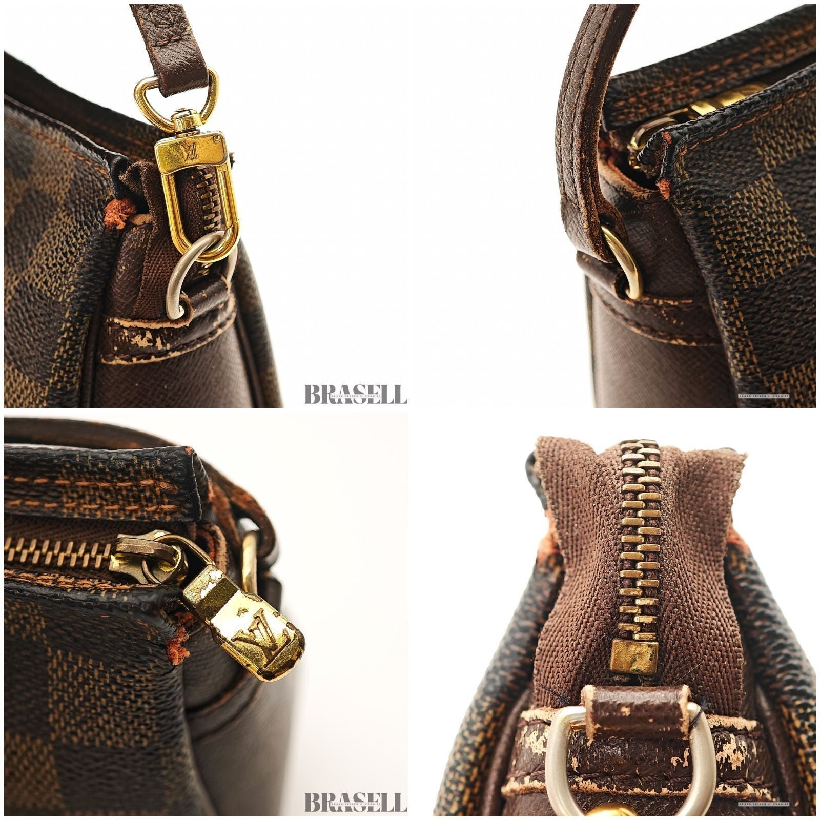 LOUIS VUITTON  Trousse Makeup Poach Hand Bag Damier Ebene Leather Brown N51982