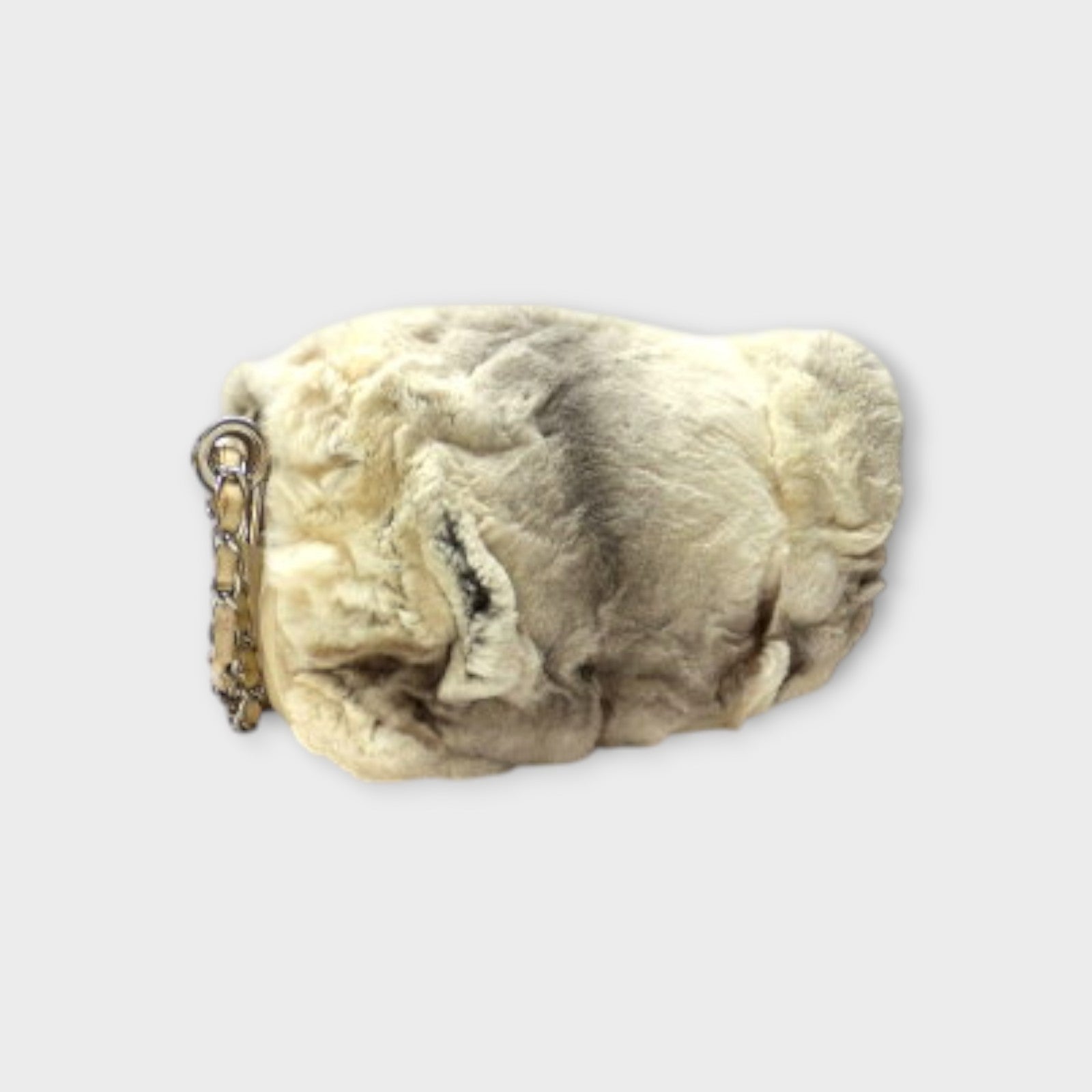 CHANEL Fur and Chain Shoulder Bag, Ivory with Silver Hardware 2007