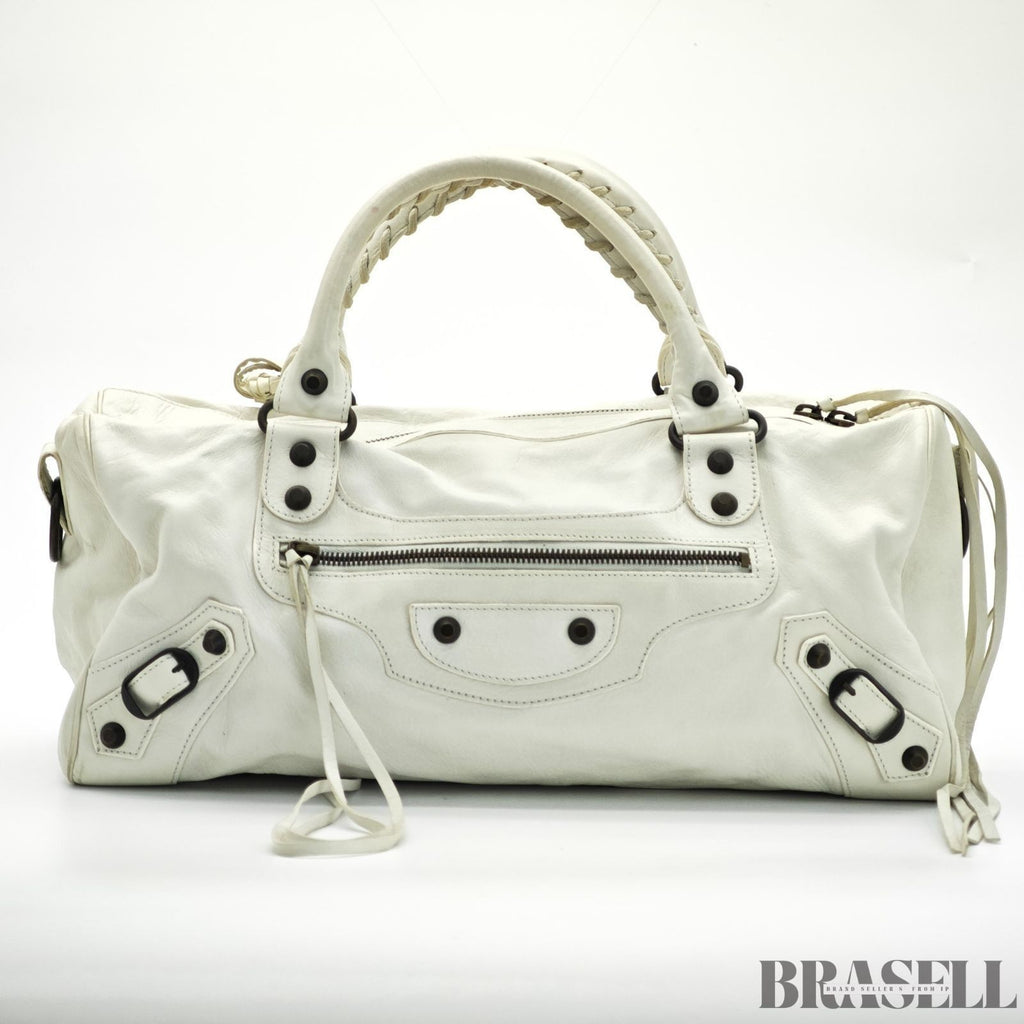 Balenciaga The First 103208 213048 Bag Handbag Cylinder Horizontal Ivory