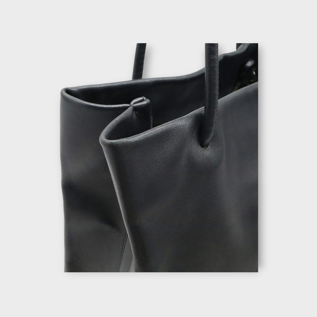 CHANEL Essential Medium Tote Bag Shoulder Bag Logo Leather Black 【B】