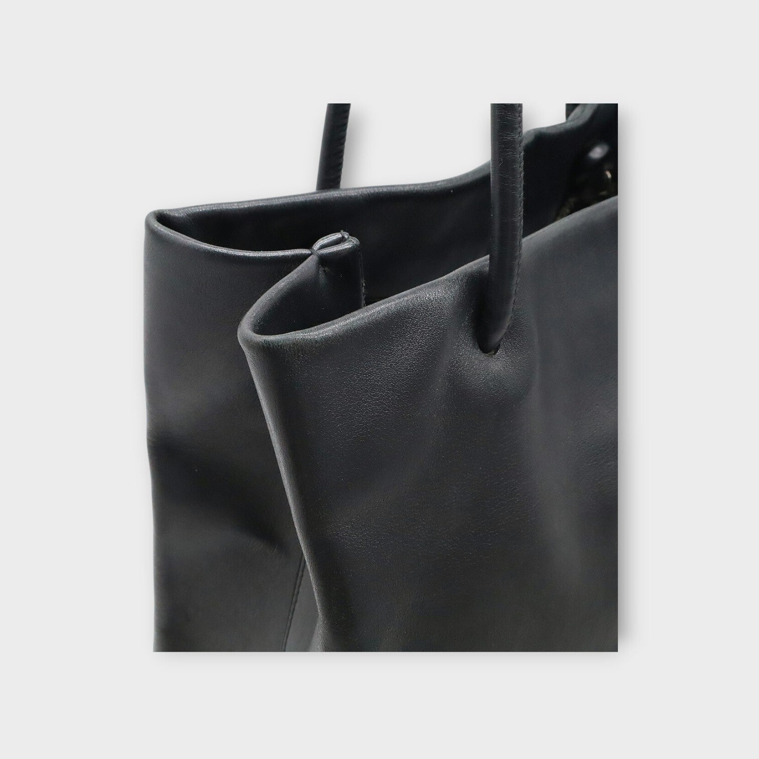 CHANEL Essential Medium Tote Bag Shoulder Bag Logo Leather Black 【B】
