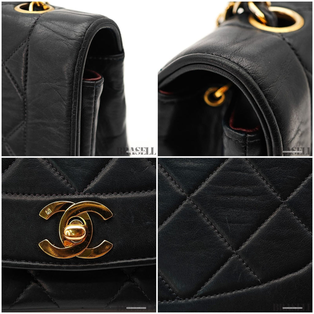 Chanel Diana 25 Bag Handbag Matelassé Flap Black Lambskin Women’s Guarantee Card