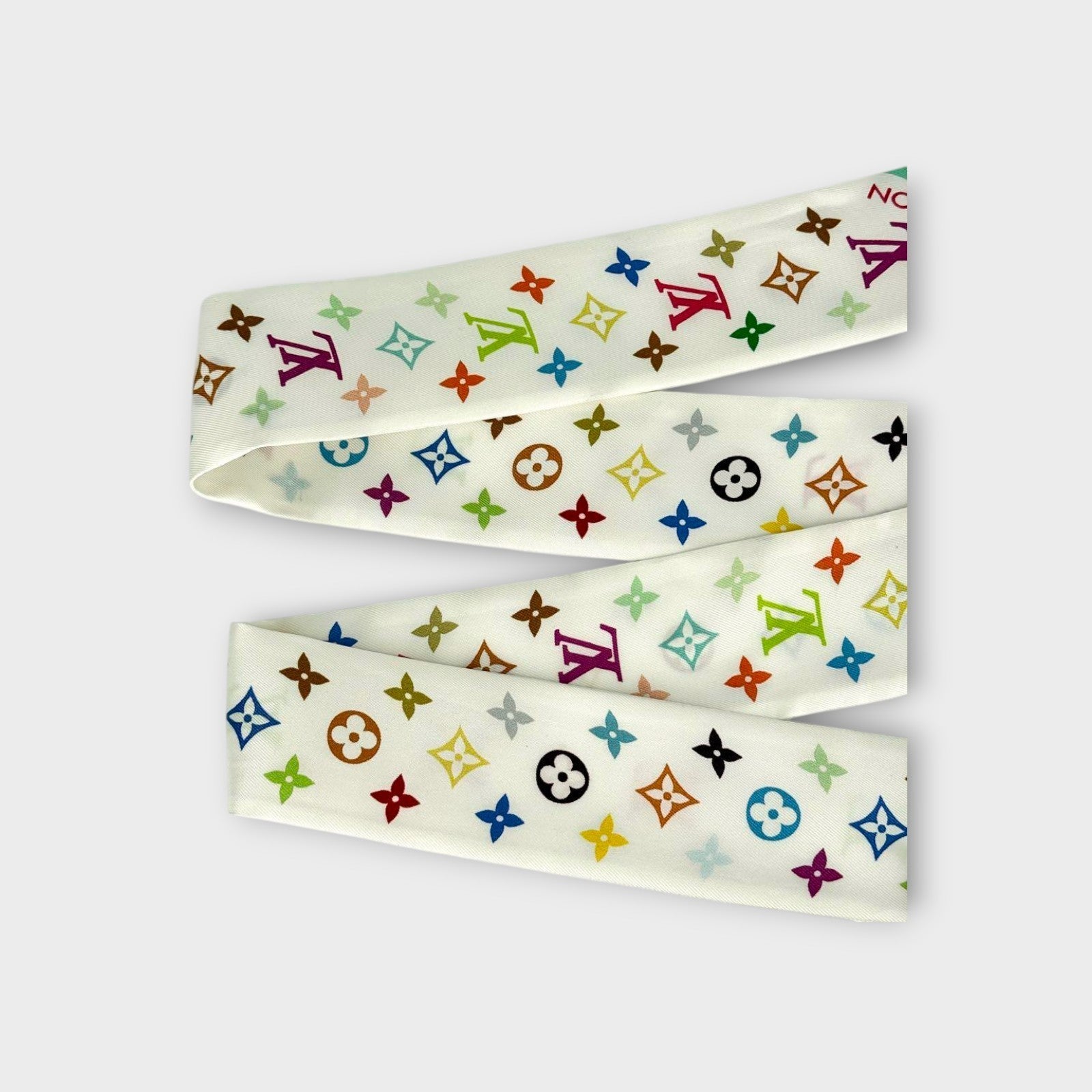 Louis Vuitton Takashi Murakami Bandeau BB Multicolor Monogram LV TM Silk Scarf