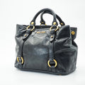 MIU MIU Vitello Lux Leather Handbag/Tote Bag Black for Men and Women