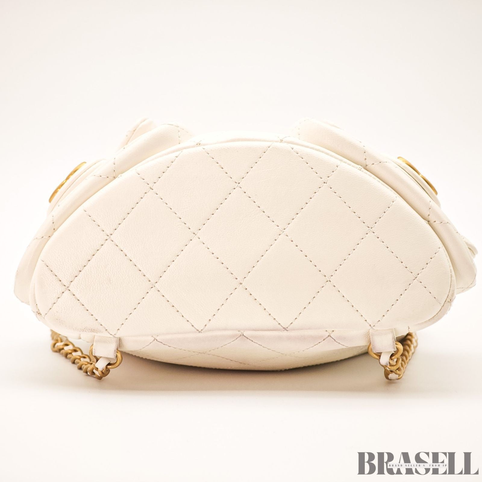 Chanel Matelassé Chain Backpack White Rucksack Bag Gold Hardware Women