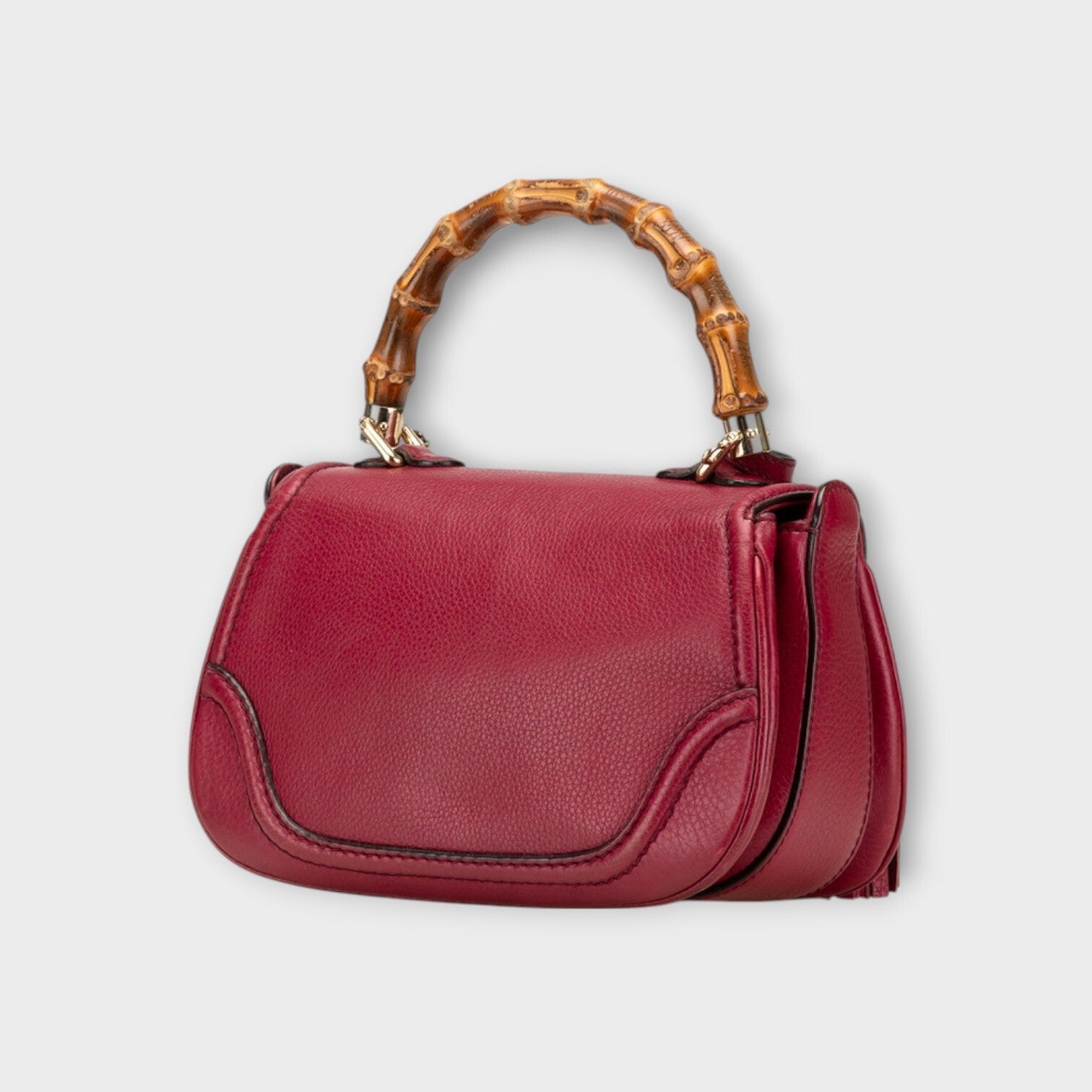 GUCCI New Bamboo Handbag Shoulder Bag 2WAY 256805 Bordeaux Leather【B】