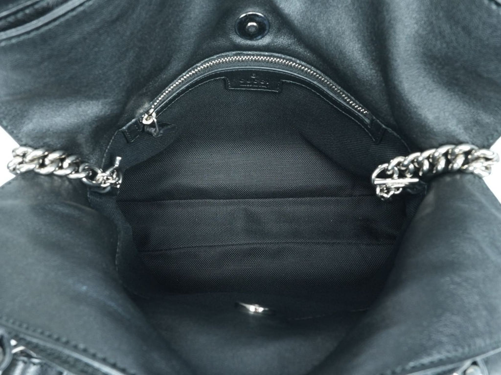 GUCCI Blondie Tote Bag 751518 Black Leather 2-Way Chain Shoulder Bag
