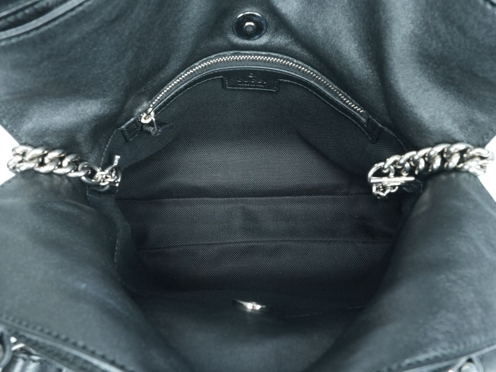 GUCCI Blondie Tote Bag 751518 Black Leather 2-Way Chain Shoulder Bag