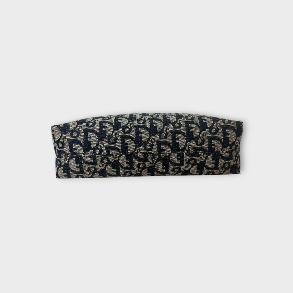 Christian Dior Trotter Accessory Pouch Shoulder Bag Navy Canvas Leather 【B】