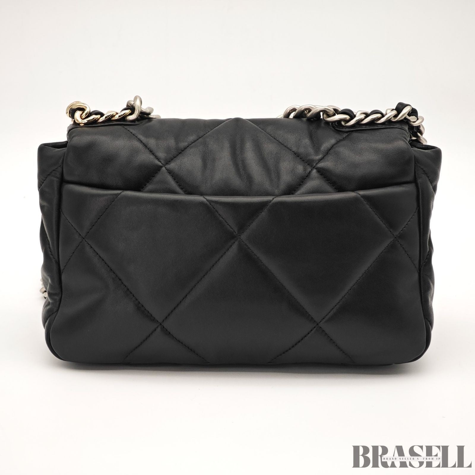 CHANEL 19 Matelasse 2way Chain Shoulder Bag Handbag AS1160 Leather Black