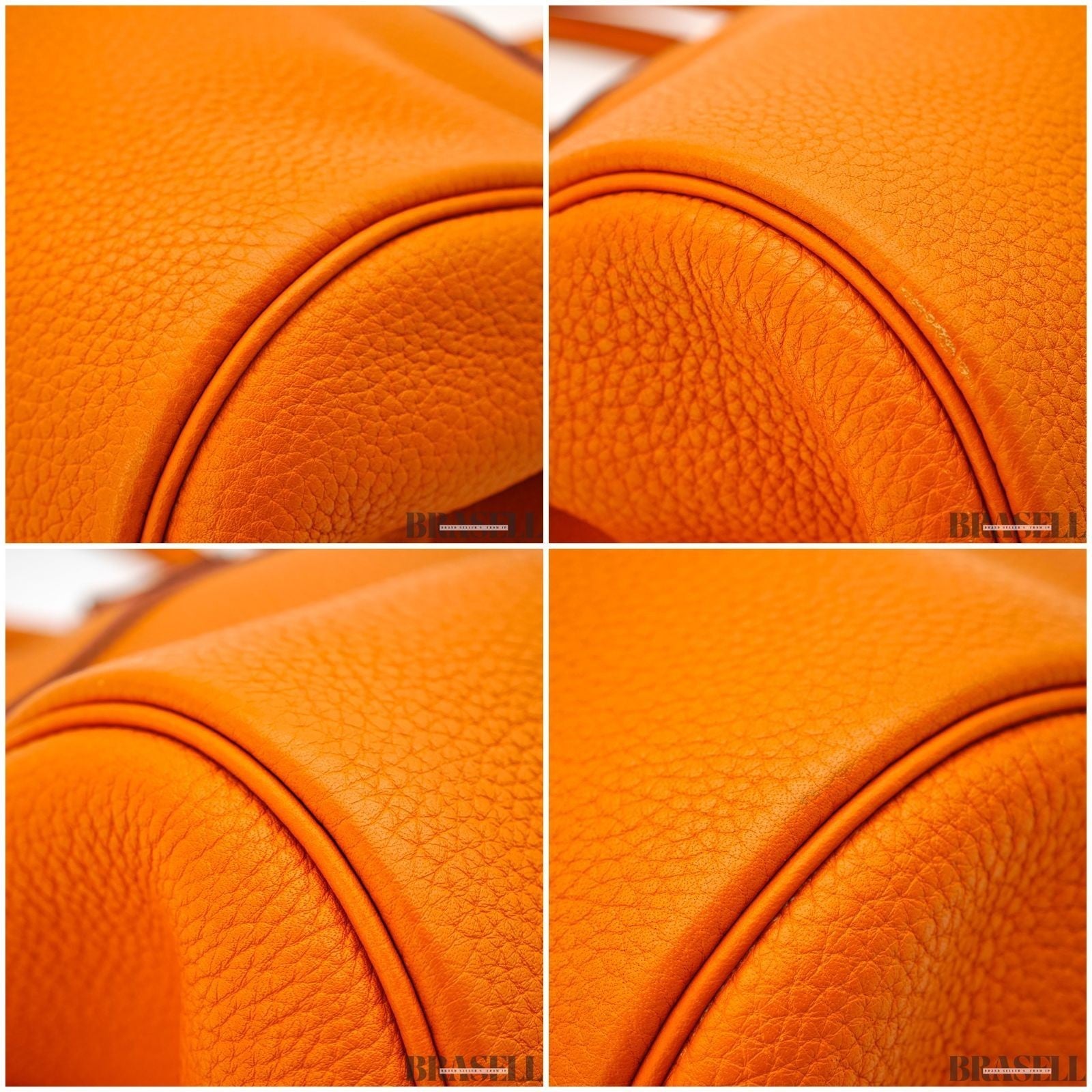 Hermes Atlas 42 Leather Bag Handbag Horizontal Orange Women's Shoulder Bag