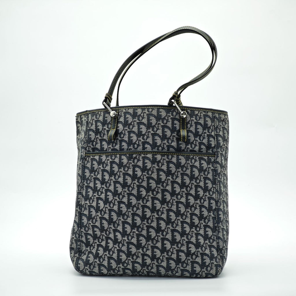 Dior Trotter Tote Bag Canvas and Leather Navy Color