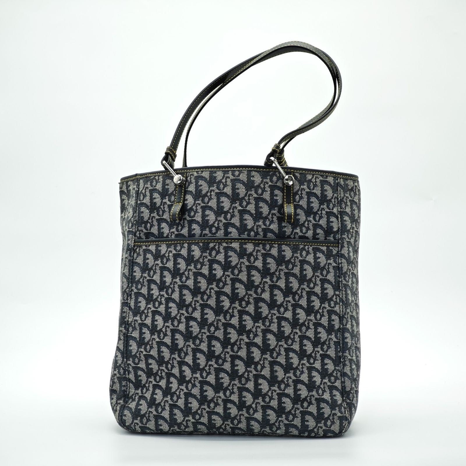 Dior Trotter Tote Bag Canvas and Leather Navy Color