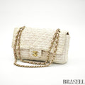 Chanel Matelassé Tweed Chain Shoulder Bag Pink White  Woman