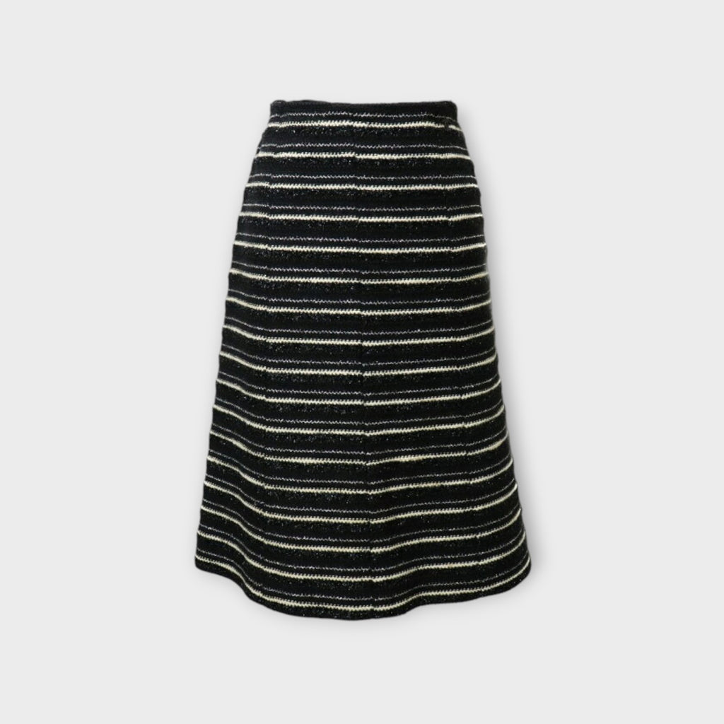 CHANEL Flare Skirt P19873V11554 Tweed Made in France 2002 Black