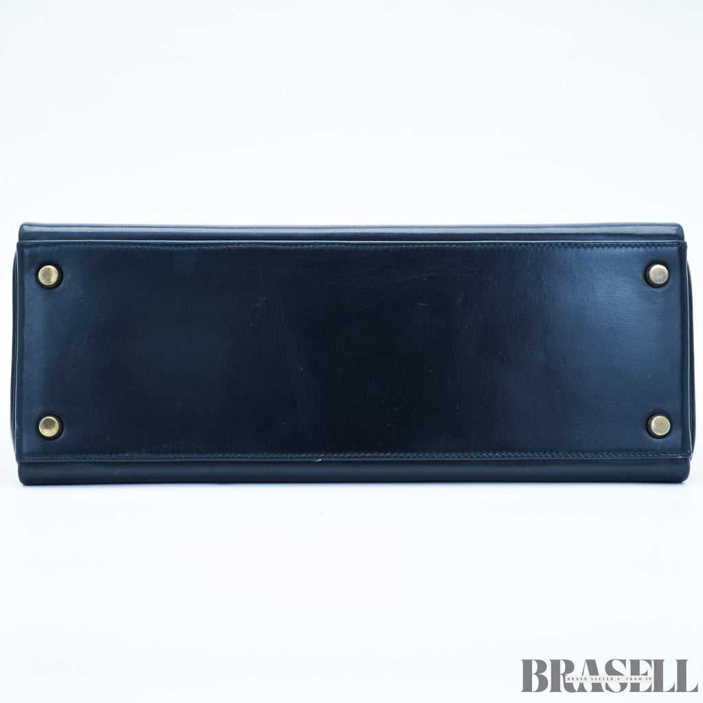 Borsa Hermès Kelly 32 borsa borsetta nera donna hardware oro con scatola e...