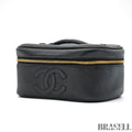 CHANEL Coco Mark Vanity Bag Mini Black Cosmetic Bag Women's