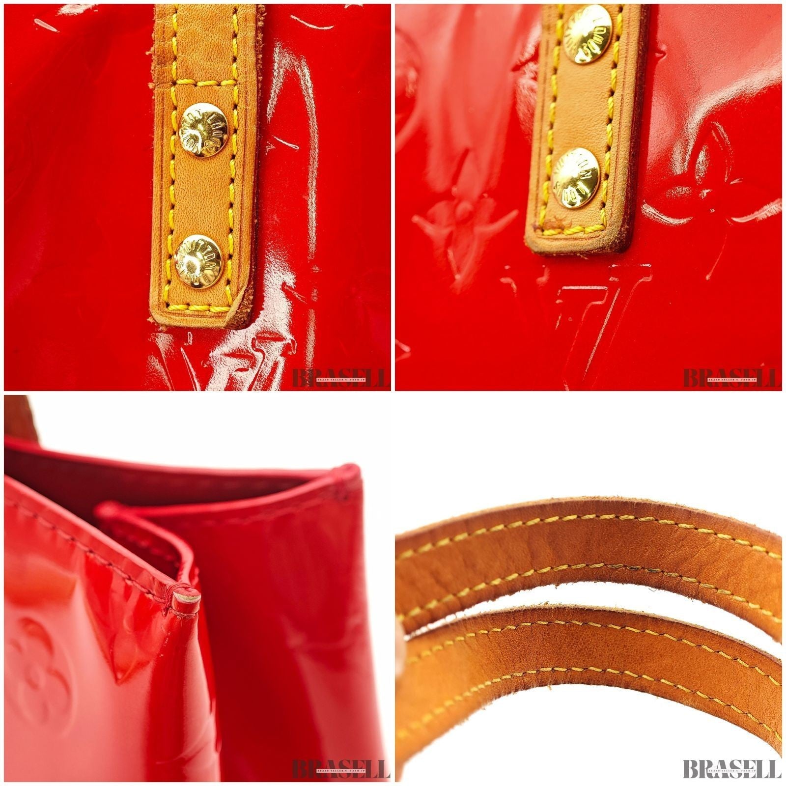 Louis Vuitton Vernis Reade PM M91088 Bag Handbag Patent Leather Red w/ Dust Bag