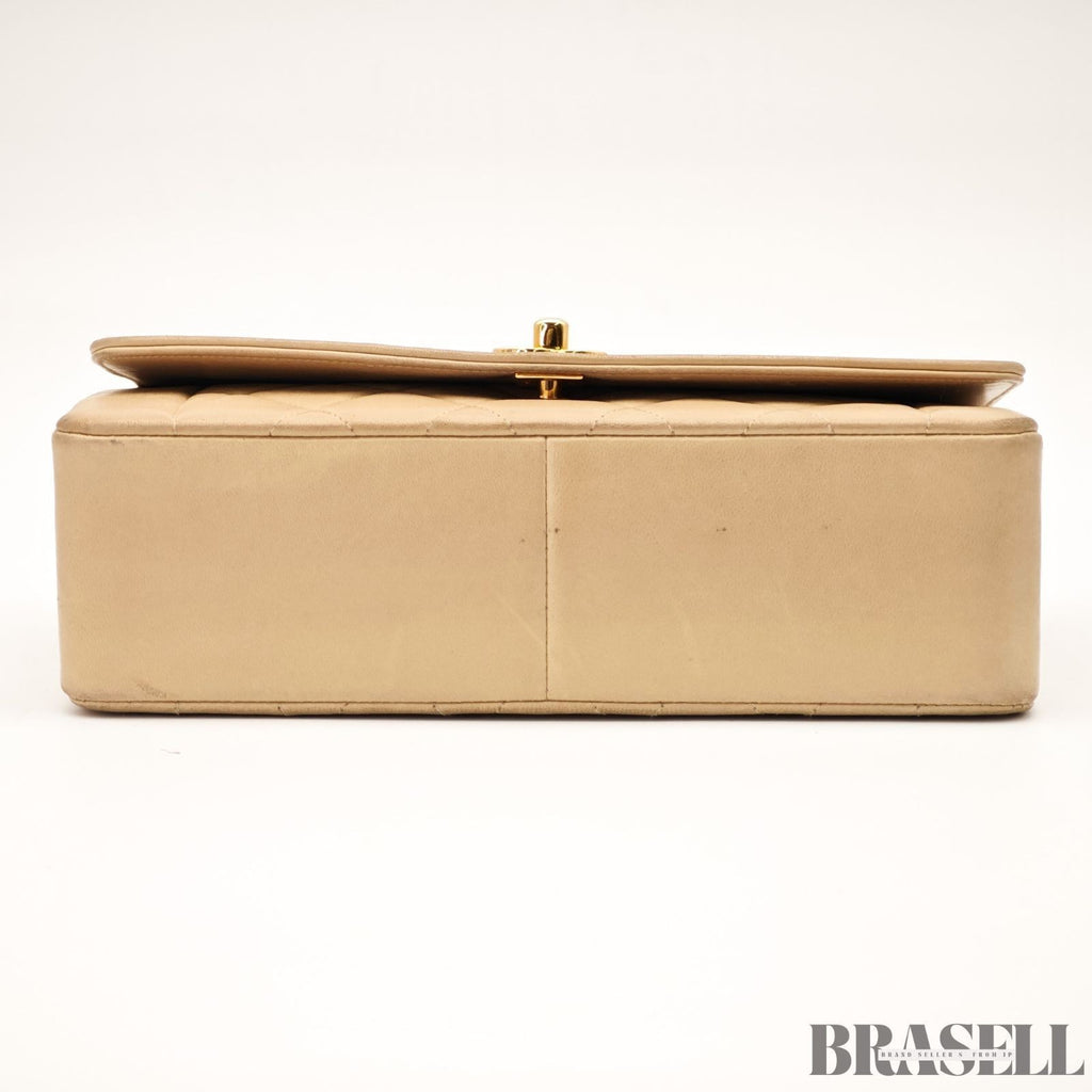 CHANEL Diana Flap 25 Matelasse Shoulder Bag Beige With Box Dust Bag Card