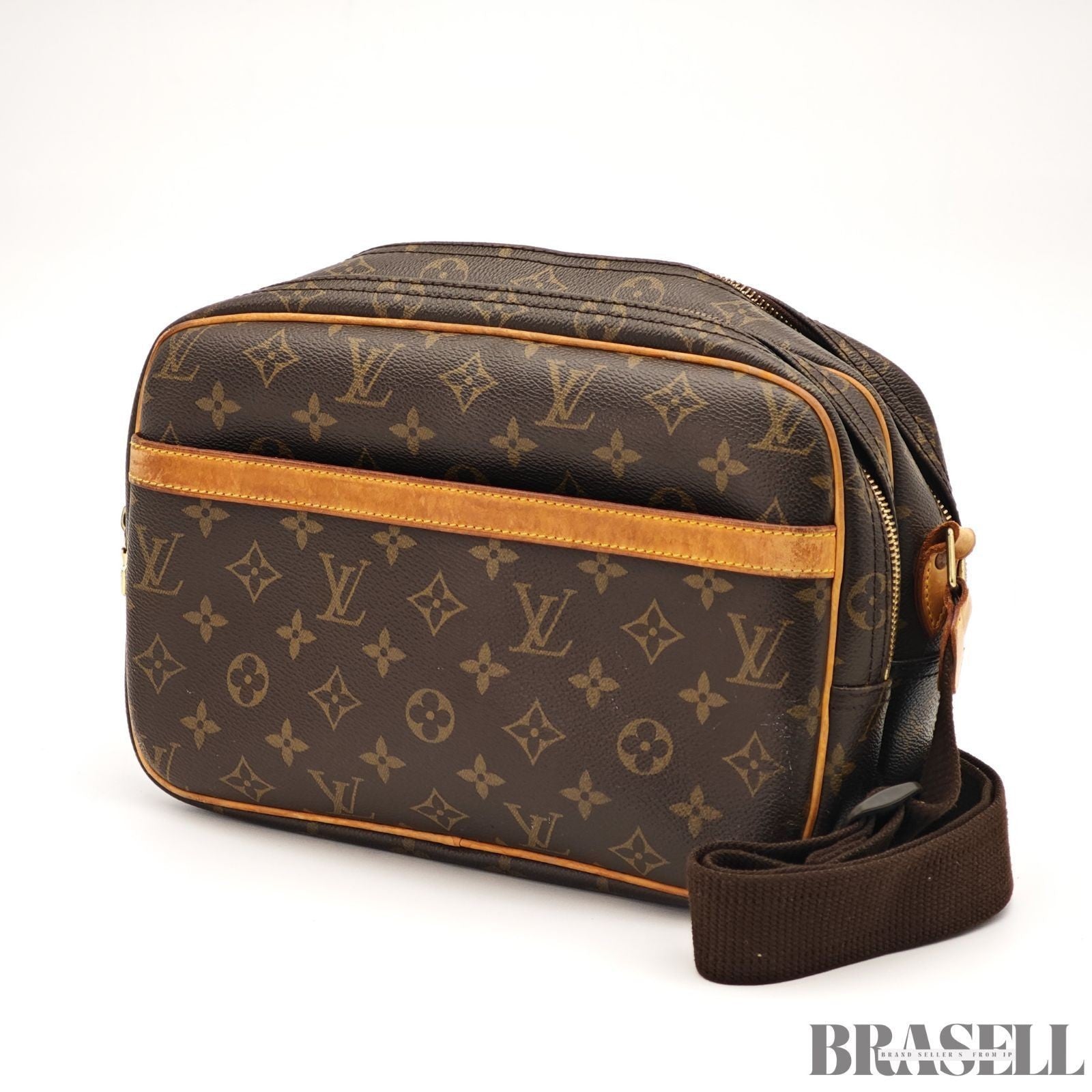 LOUIS VUITTON Reporter PM Crossbody Shoulder Bag Monogram Leather M45254 Brown