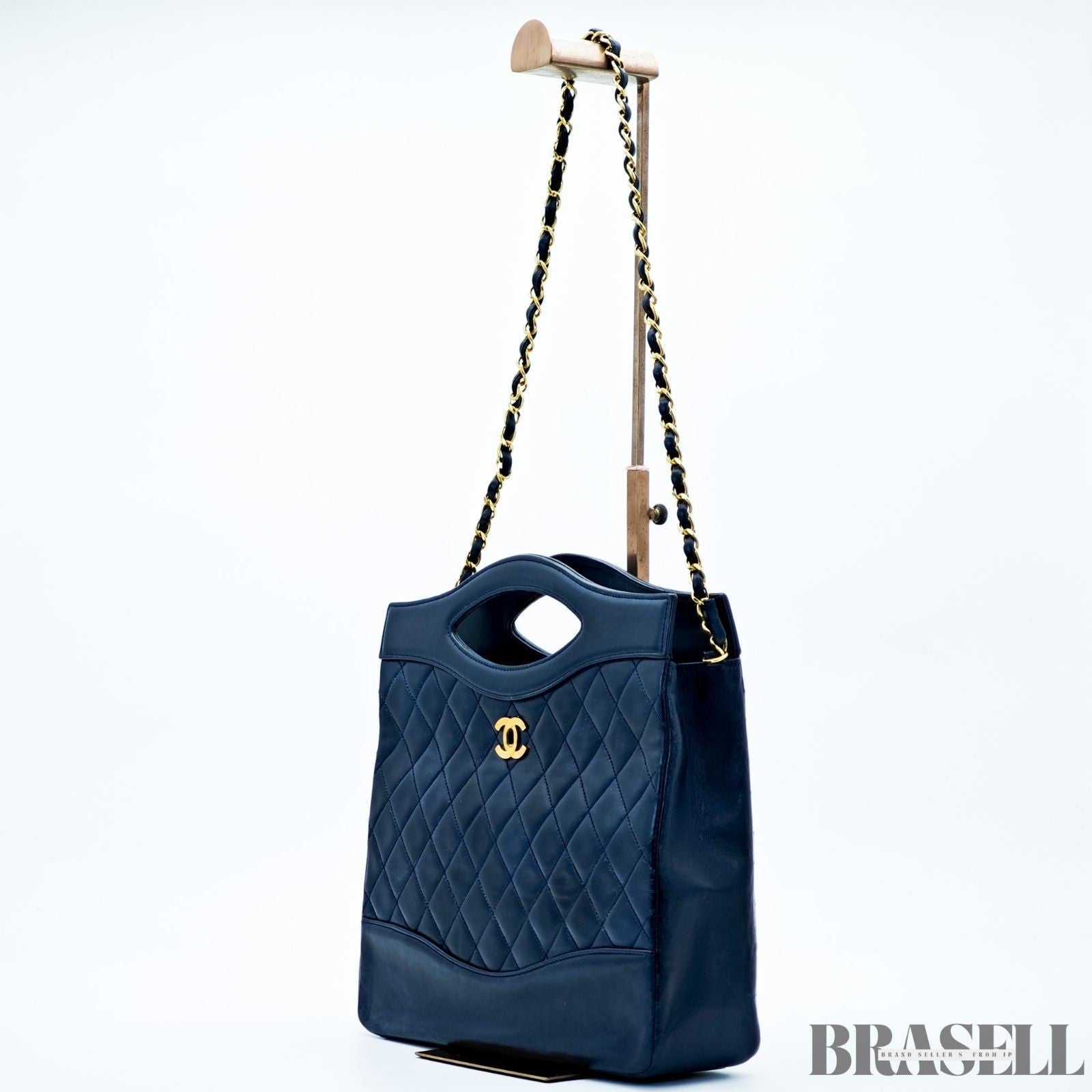 Chanel Matelassé Coco Mark 2-Way Lambskin Handbag Shoulder Bag Navy Women