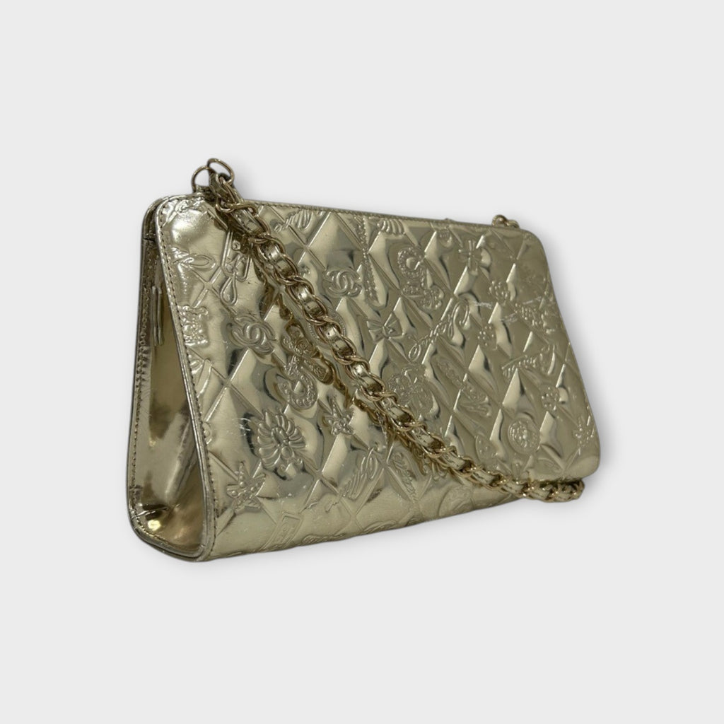 CHANEL Chain Shoulder Bag Crossbody A37156 Gold Patent Leather 【B】