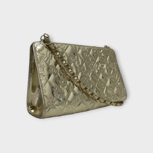 CHANEL Chain Shoulder Bag Crossbody A37156 Gold Patent Leather 【B】