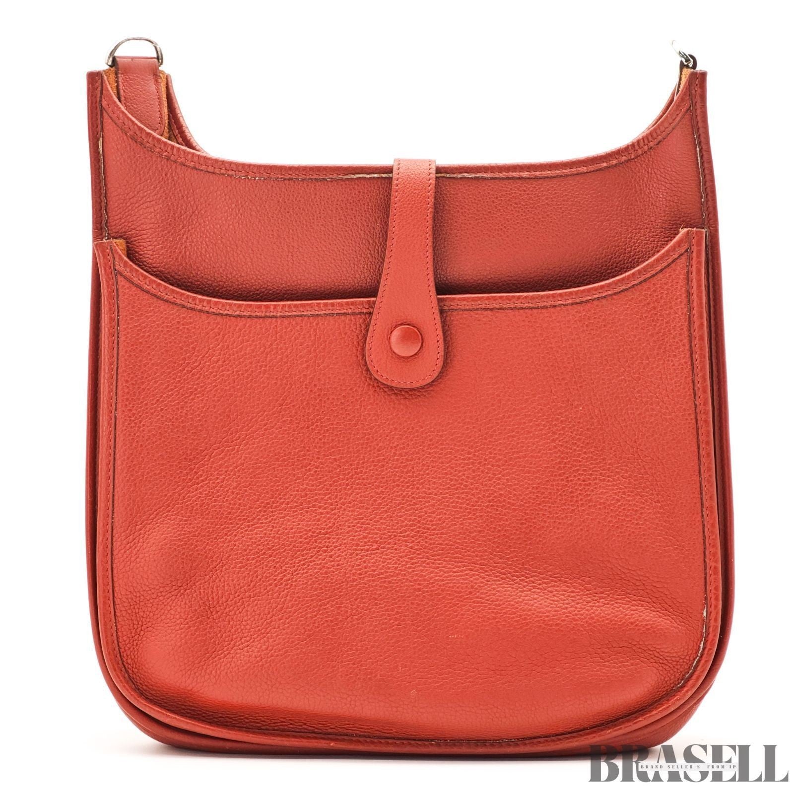 HERMES Evelyne II Shoulder Bag Brown Clemence Leather with Strap