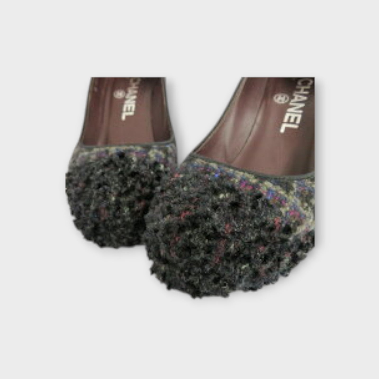 CHANEL Tweed Pumps G27495 Size 34.5 (21.5cm) Black with Coco Mark