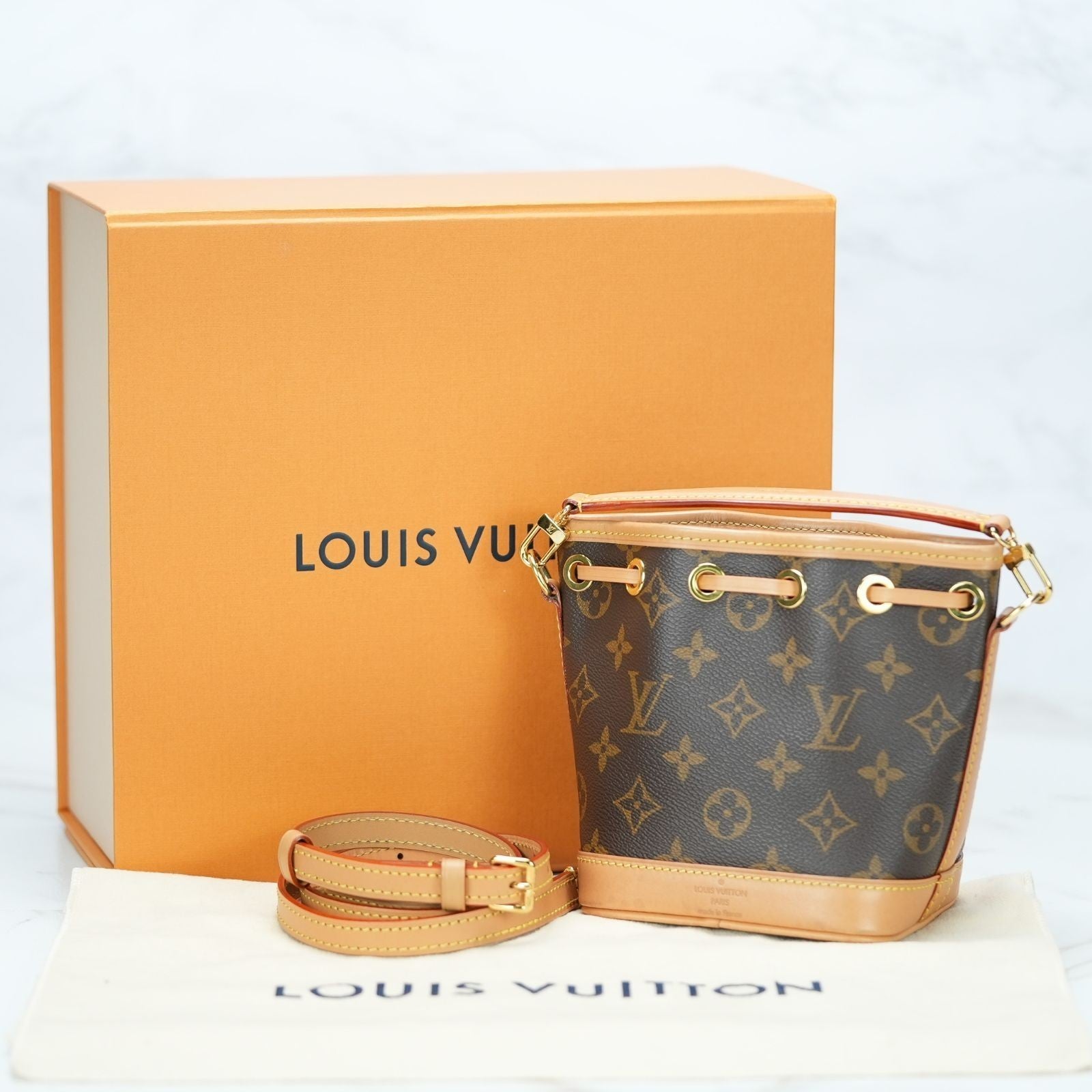 LOUIS VUITTON Nano Noe Monogram M81266 Handbag/Shoulder Bag/Bucket Bag Brown