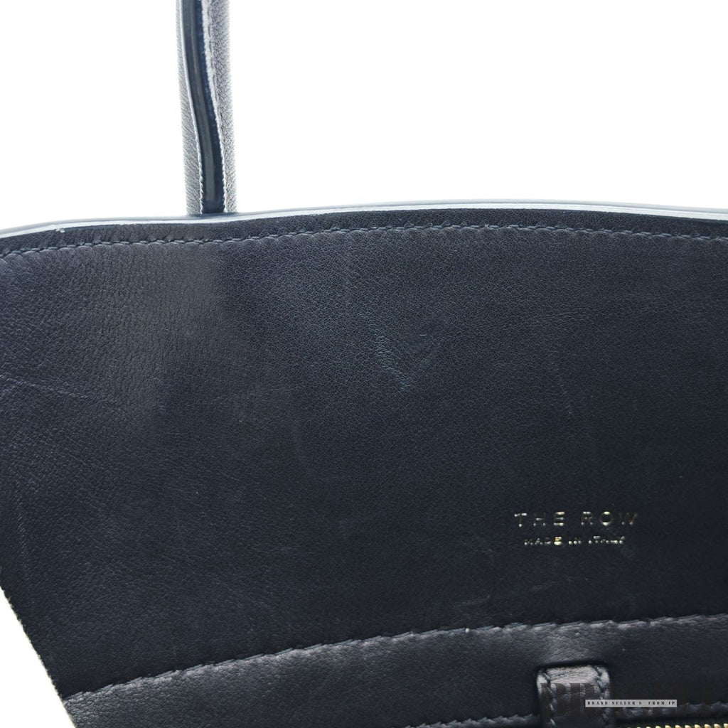 The Row Margaux 15 Handbag Tote Bag Black Beige Canvas Leather Woman