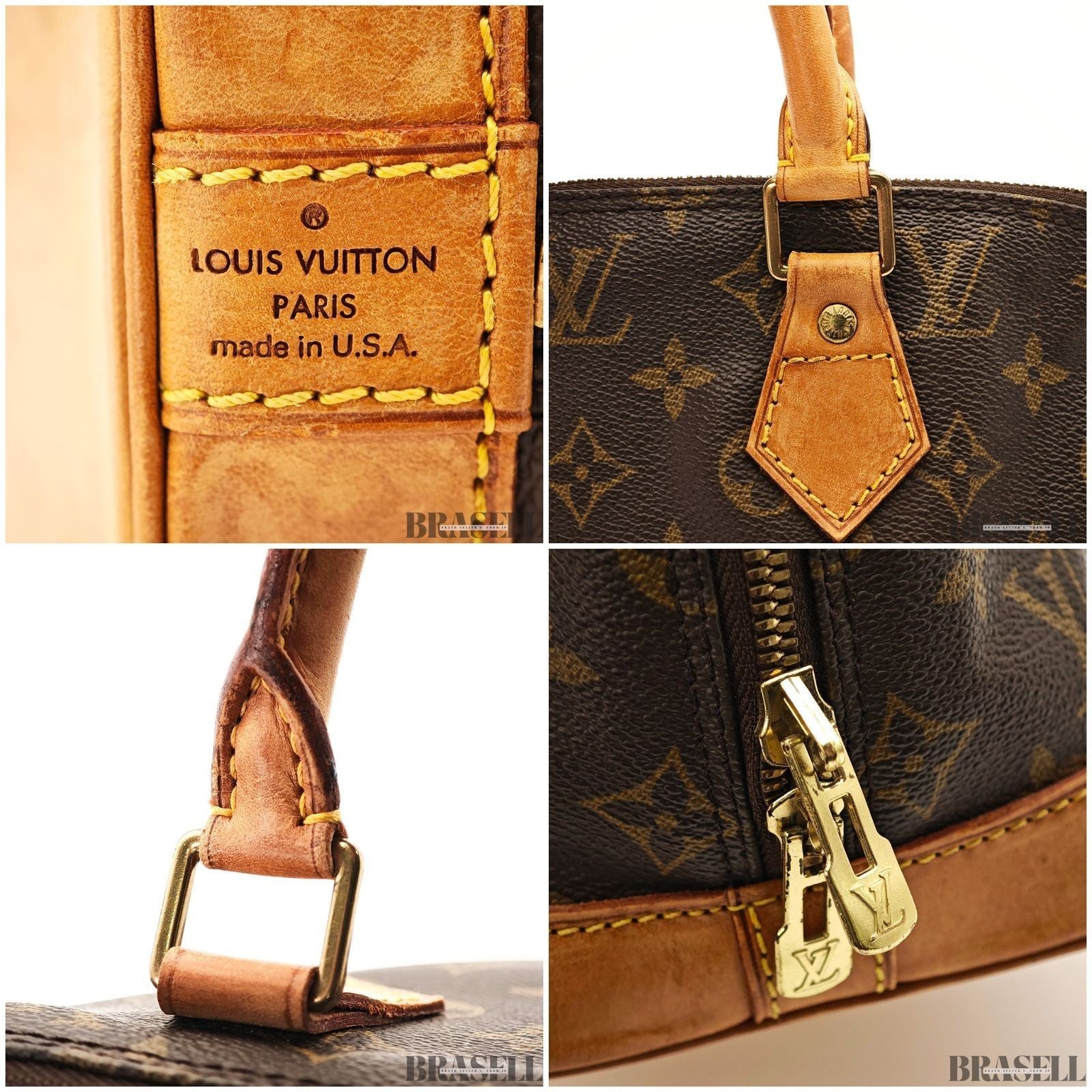 Louis Vuitton Alma PM M51130 Monogram Canvas Handbag Brown Unisex w/Padlock Key