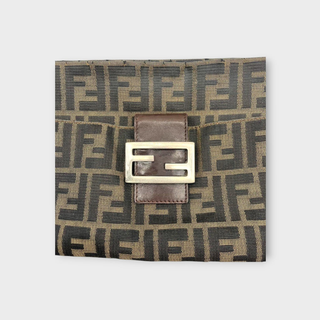 Fendi Mamma Baguette Zucca Pattern Shoulder Bag Brown Canvas Leather 【B】
