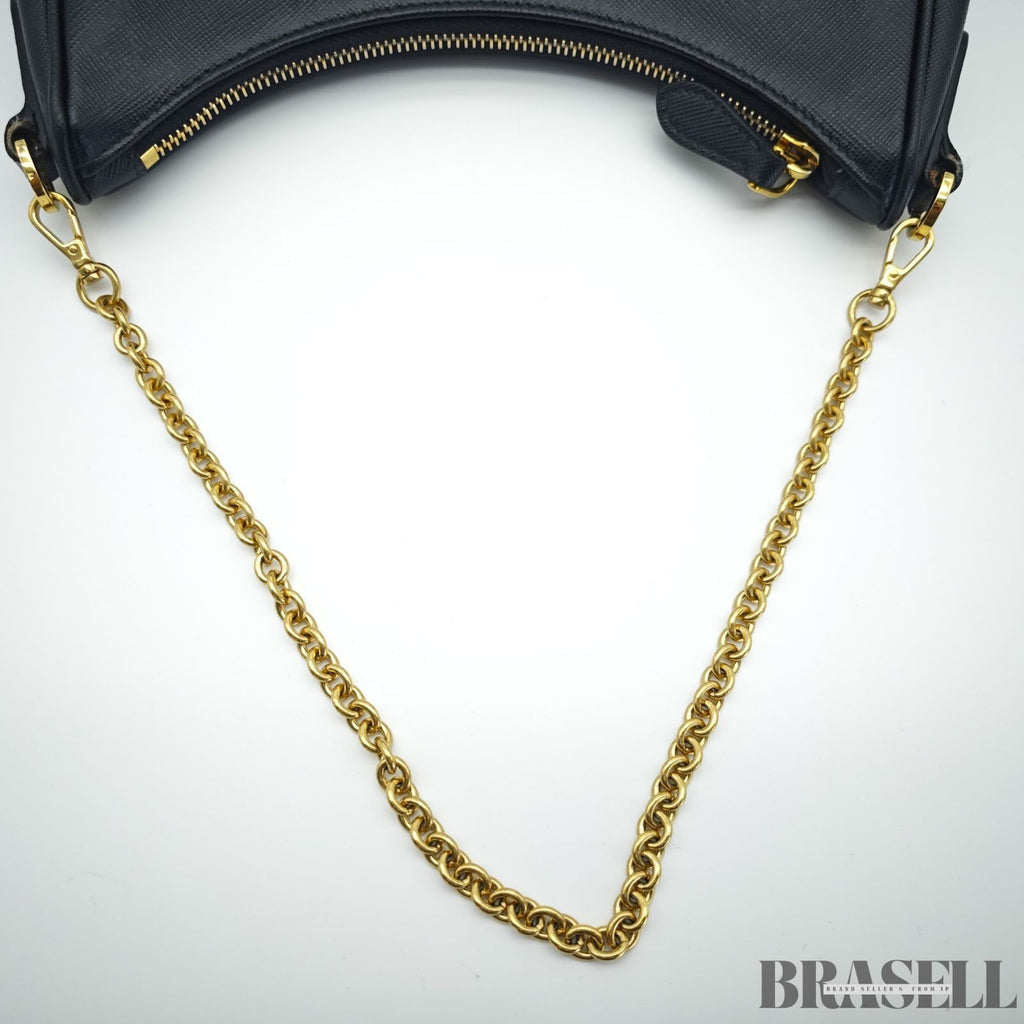 PRADA Re-Edition 2005 Saffiano 1BH204 Handbag Chain Nero Black Leather
