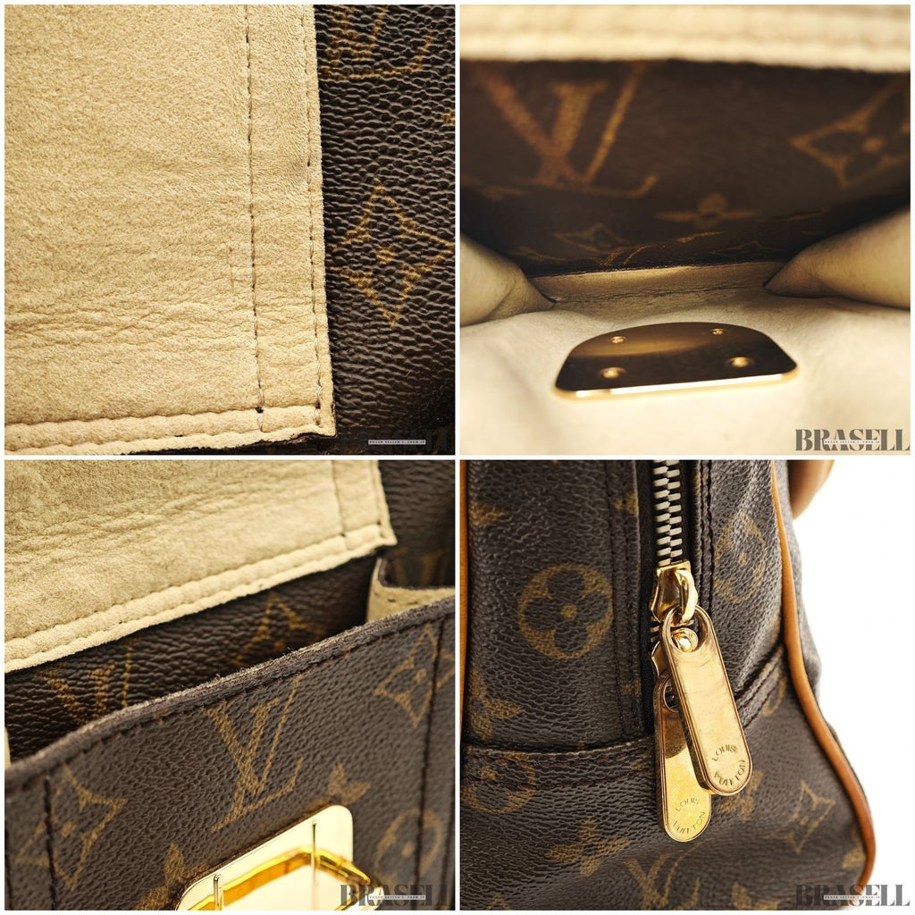 Louis Vuitton Manhattan PM M40026 Monogram Canvas Handbag Bag Pockets Brown
