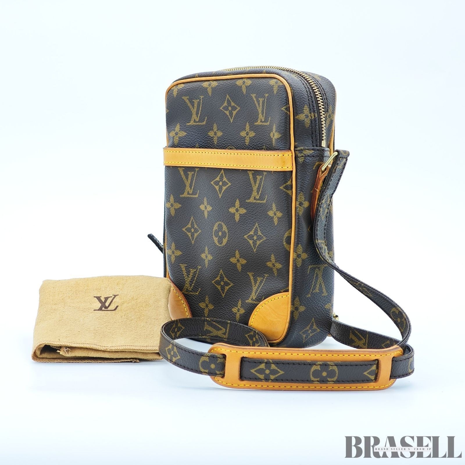 Louis Vuitton Danube M45266 Shoulder Bag Monogram Canvas Leather Vertical Brown