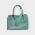Prada Handbag with Shoulder Strap Leather Blue Green【A】