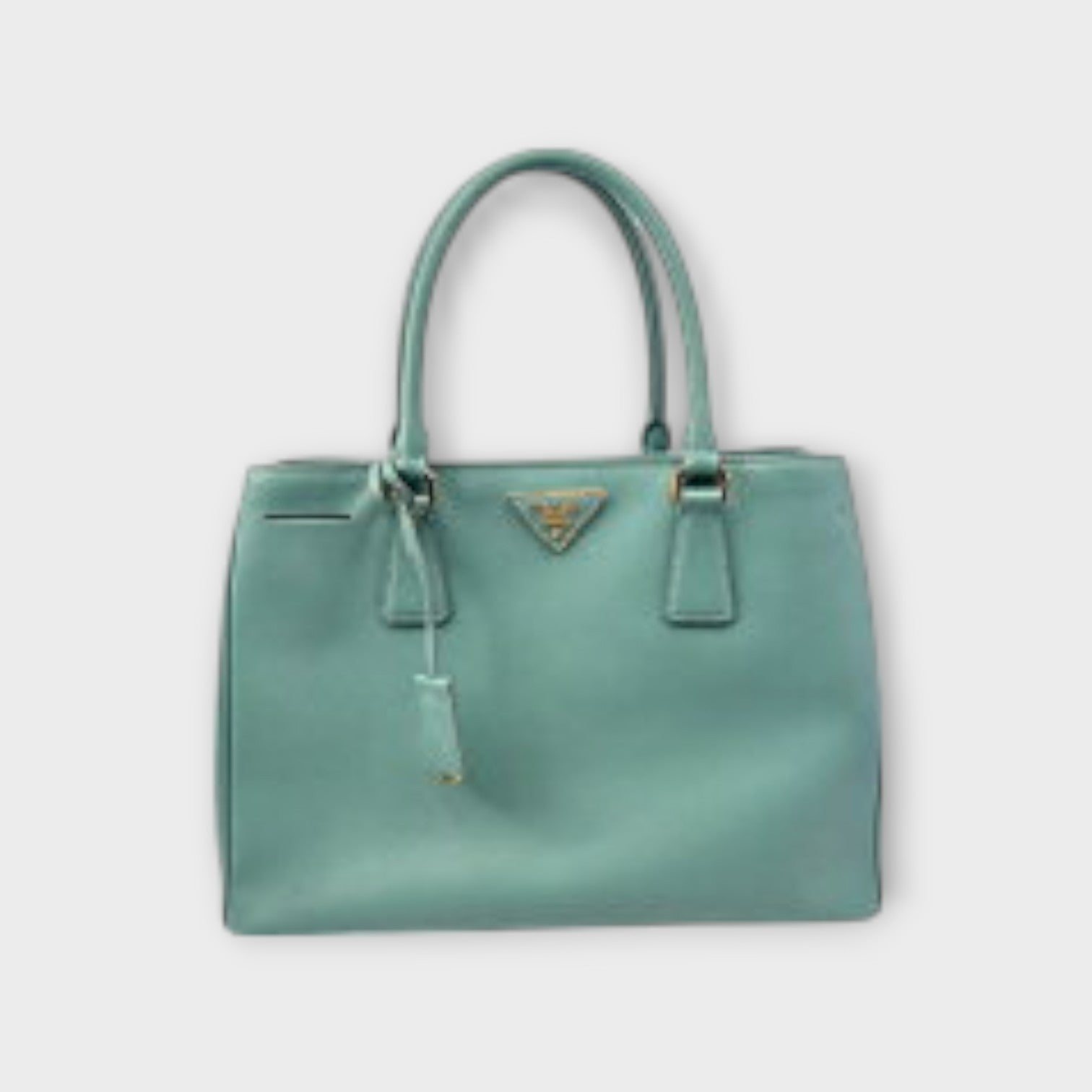 Prada Handbag with Shoulder Strap Leather Blue Green【A】