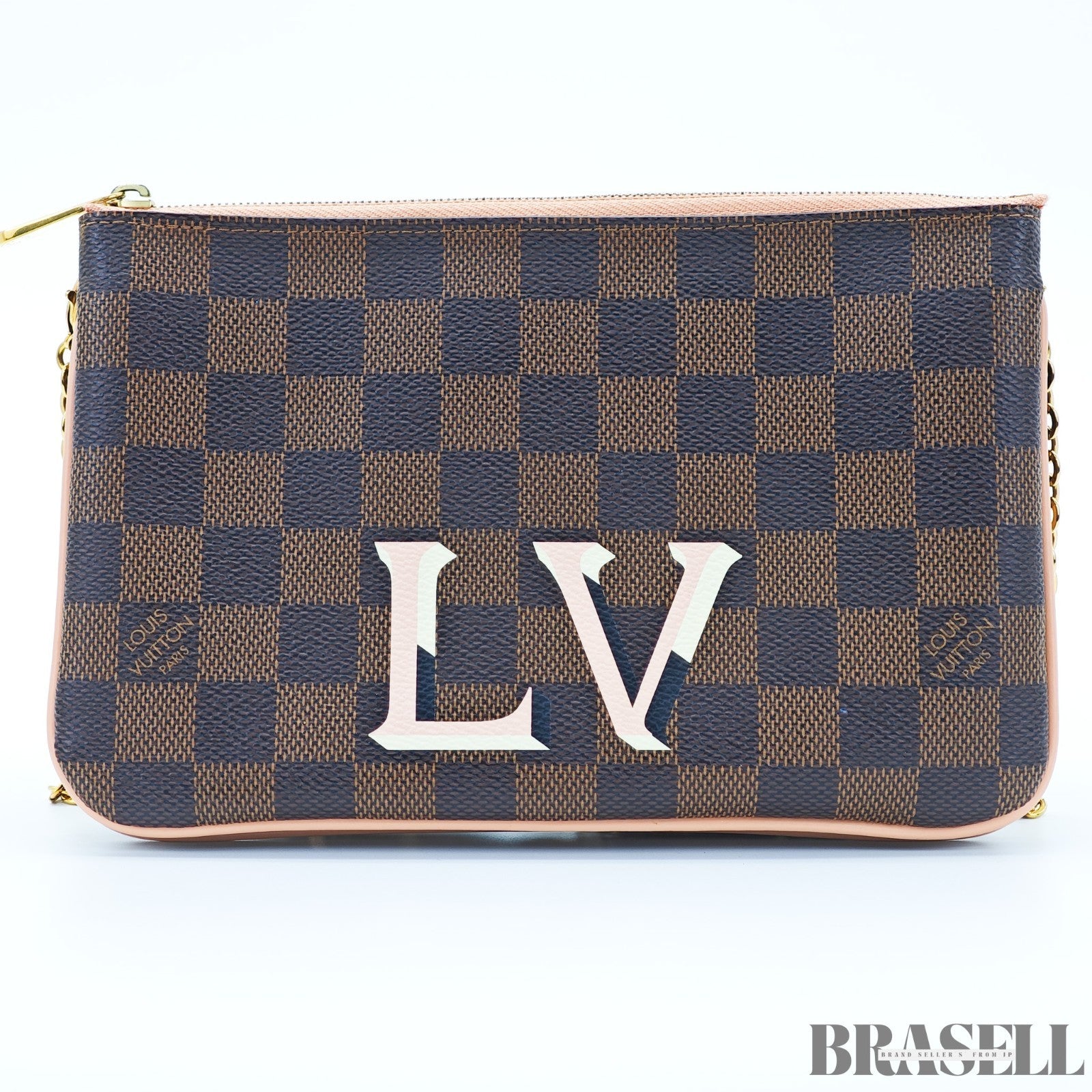LOUIS VUITTON Damier Double Zip Pochette N60254 Damier Canvas