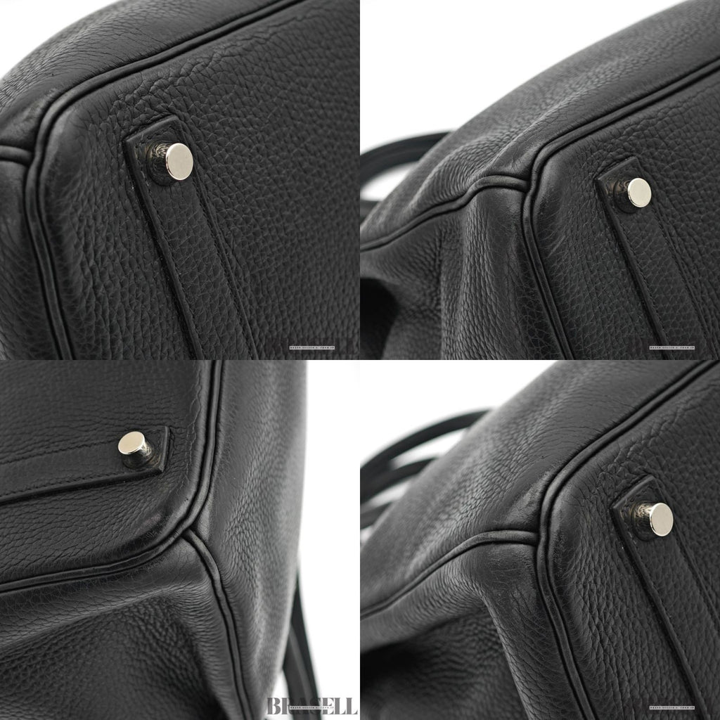 HERMES Birkin 35 Hand Bag Tote Bag Black Noir Taurillon Clemence Women
