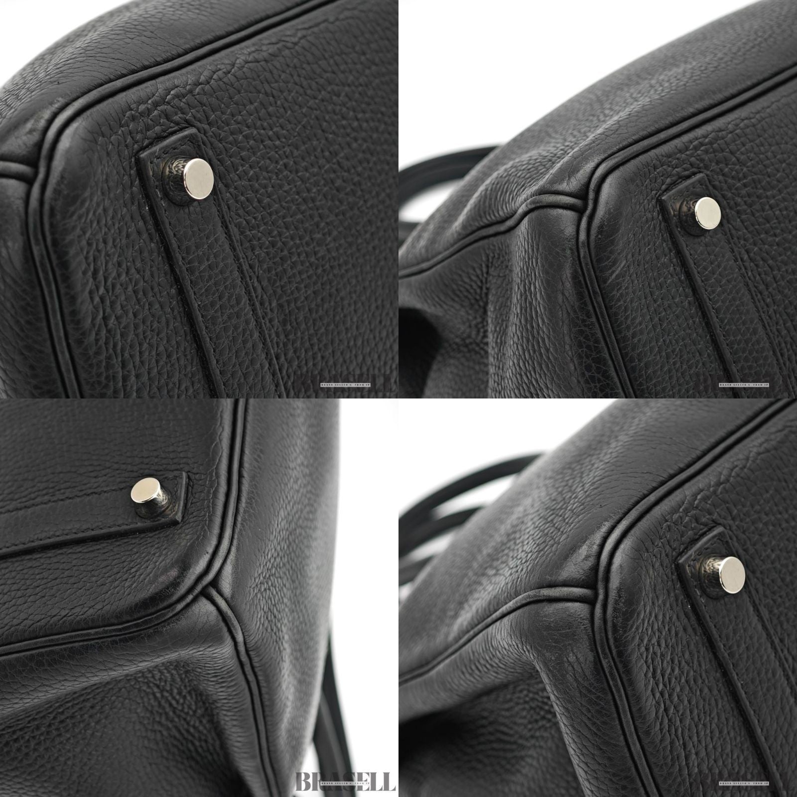 HERMES Birkin 35 Hand Bag Tote Bag Black Noir Taurillon Clemence Women