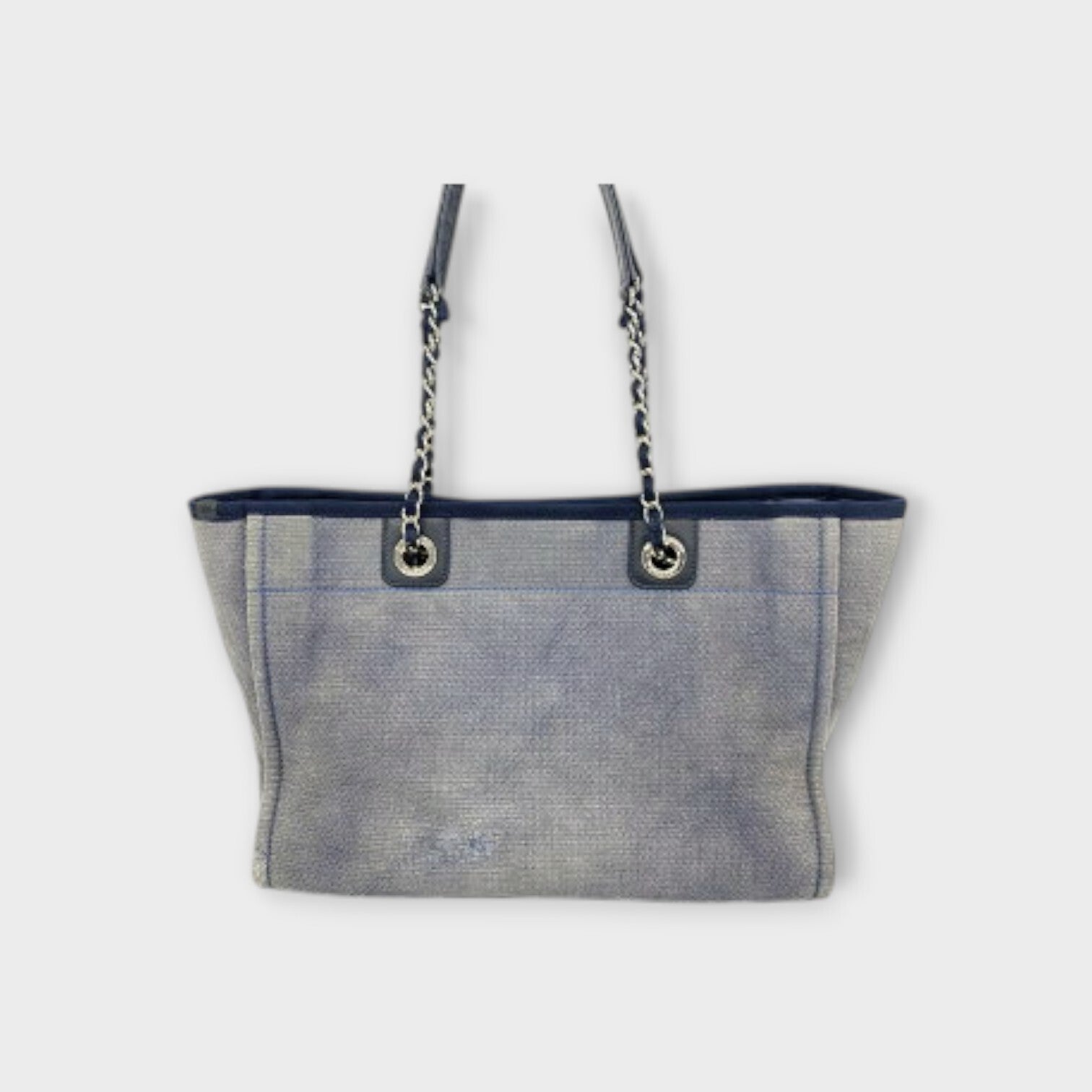 CHANEL Deauville Line Medium Tote Shoulder Bag Logo Coco Mark Chain Shoulder