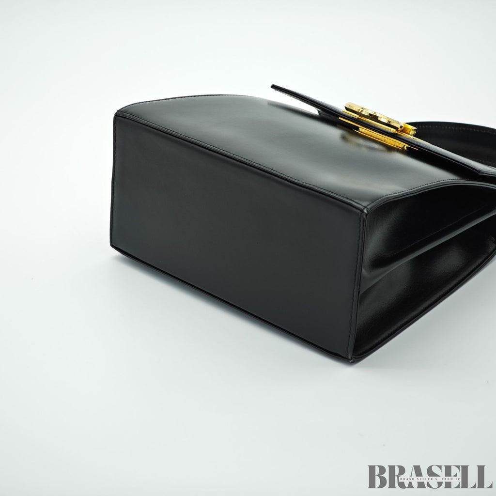 Salvatore Ferragamo Gancini Handbag with Flap Black color