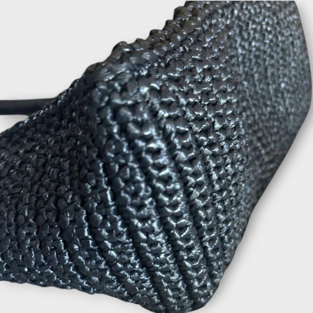 PRADA Logo Crochet Black Tote Bag