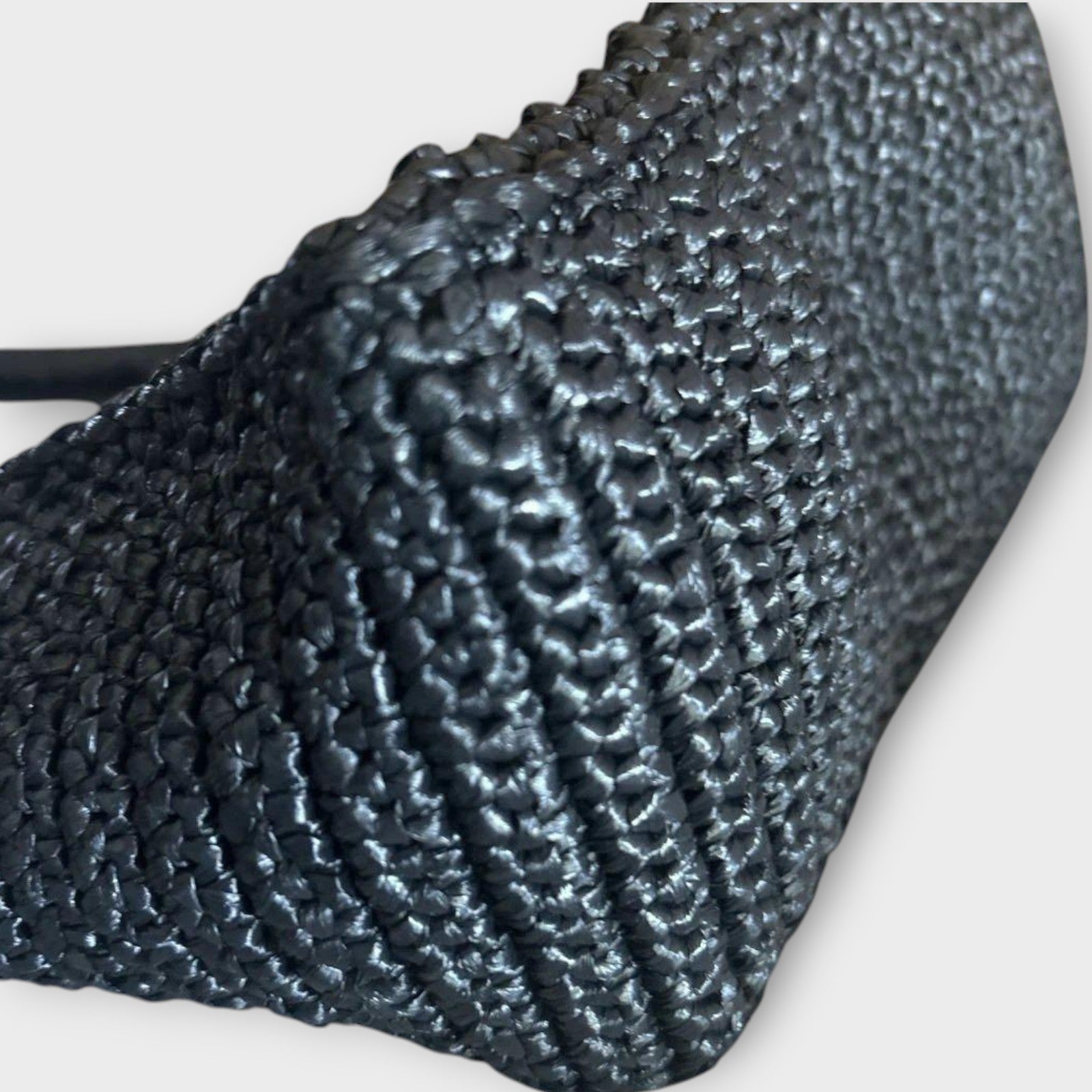 PRADA Logo Crochet Black Tote Bag