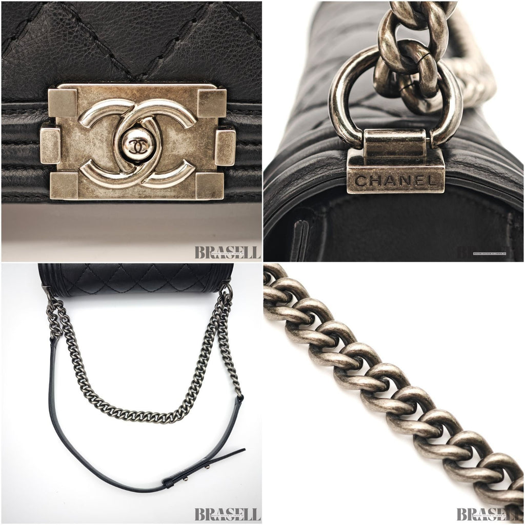 CHANEL Boy Chanel Flap Chain Shoulder Bag Black With Box Dust Bag Women